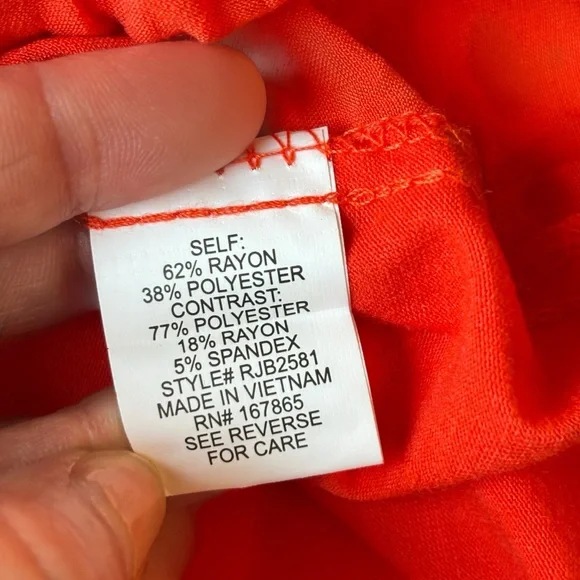 Notations Orange Tunic Blouse Size Lg Drawstring Hem Split Neck Lightweight Top - Picture 6 of 7